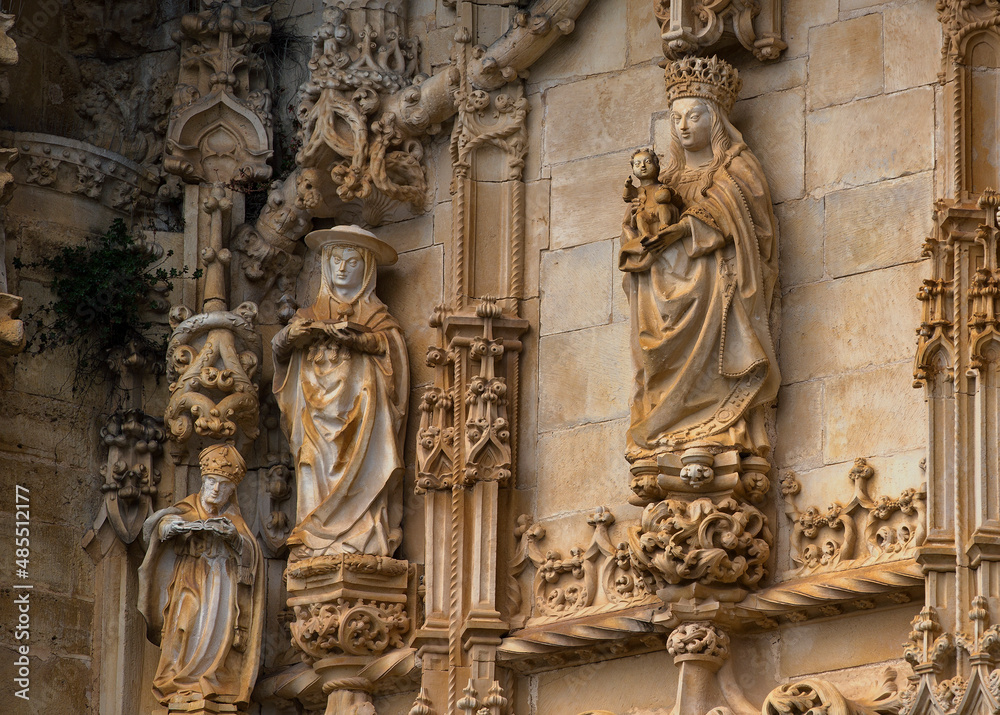 Sculpture of the Virgin and Child above the Entrance of the Round Templar Church of the Convent of Christ, Tomar, Portugal