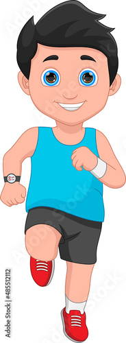 cartoon boy running on white background