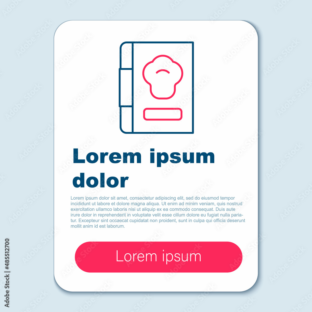 Line Cookbook icon isolated on grey background. Cooking book icon. Recipe book. Fork and knife icons. Cutlery symbol. Colorful outline concept. Vector Line Cookbook icon isolated on grey background. Cooking book icon. Recipe book. Fork and knife icons. Cutlery symbol. Colorful outline concept. Vector
