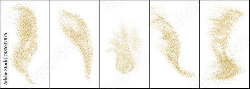 Photographie Set of Gold Glitter Texture Isolated On White