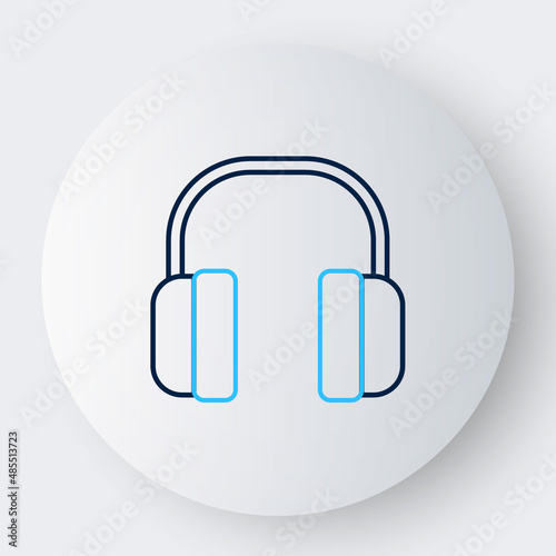 Line Noise canceling headphones icon isolated on white background. Headphones for ear protection from noise. Colorful outline concept. Vector