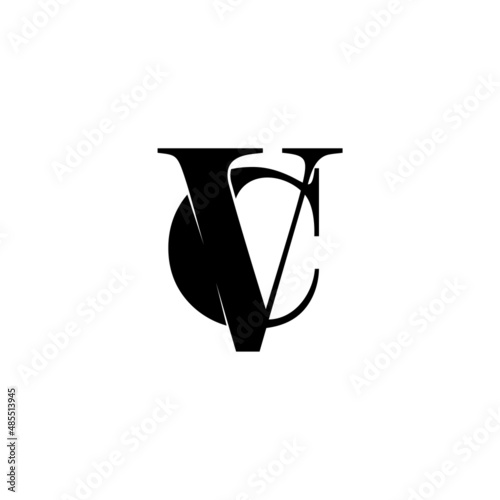 letter V and C, CV, VC logo, monogram line art design template
