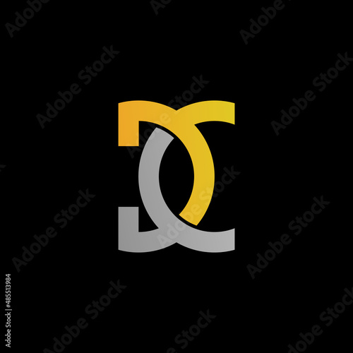 letter D and C, DC, CD logo, monogram line art design template