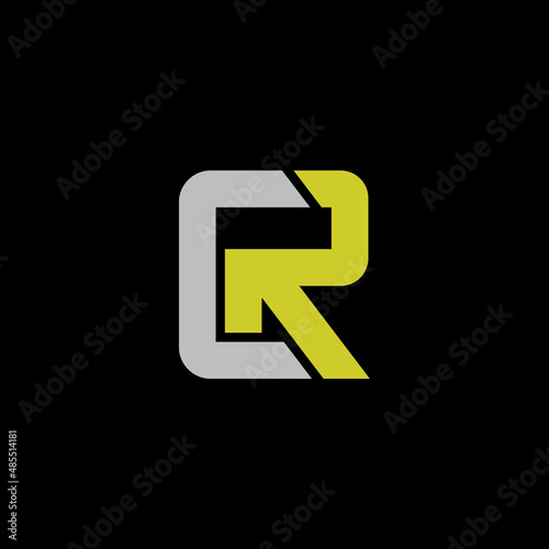 letter C and R, CR, RC logo, monogram line art design template