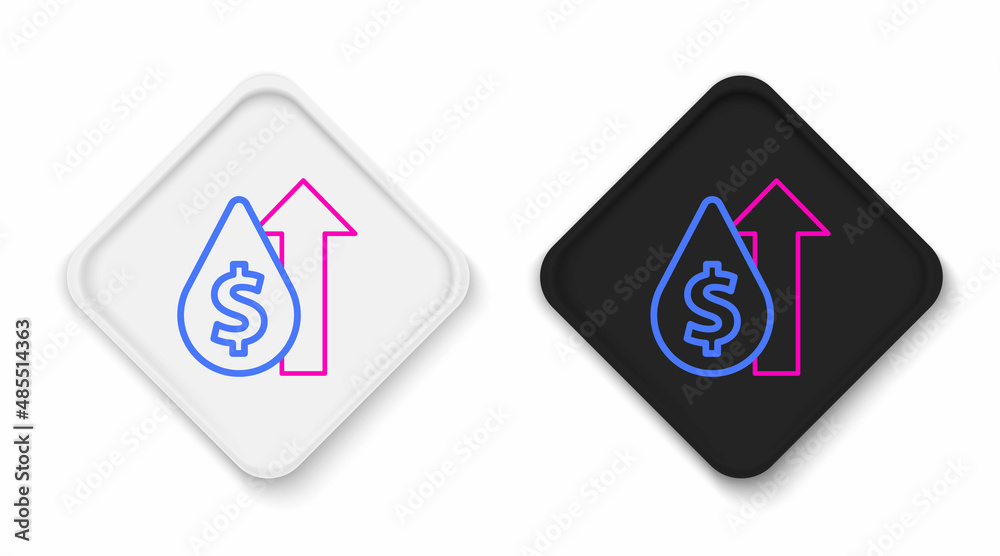 Line Oil price increase icon isolated on white background. Oil industry crisis concept. Colorful outline concept. Vector Line Oil price increase icon isolated on white background. Oil industry crisis concept. Colorful outline concept. Vector