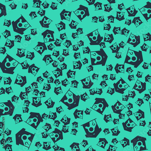 Black Warehouse check icon isolated seamless pattern on green background. Vector