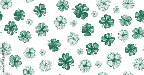 Clover set  St. Patrick s Day. Hand drawn illustrations. Vector. 