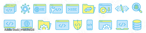 Programming line icons set vector illustration