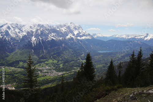 View from Kramerspitz mountain to Garmisch-Partenkirchen, Upper Bavaria, Germany © nastyakamysheva