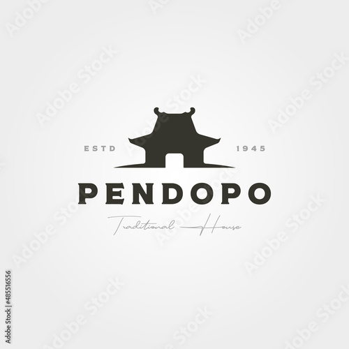 pendopo traditional house of java logo vector vintage symbol illustration design