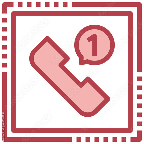 MISSED CALL red line icon,linear,outline,graphic,illustration