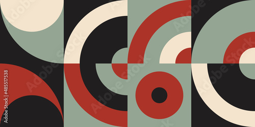 Modern vector abstract  geometric background with circles, rectangles and squares  in retro scandinavian style Fototapet