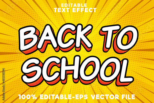 Editable text effect back to school with new comic modern orange style