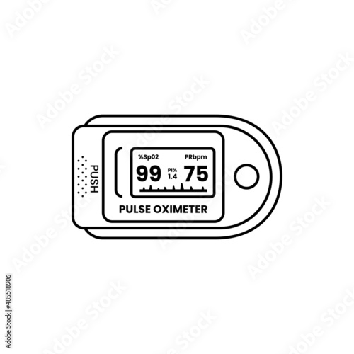 Oximeter Line Icon Illustration on Isolated White Background Suitable for Medical, Clinic, Healthcare Icon. Outline Style
