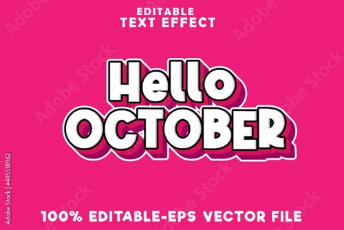 Editable text effect hello October with comic style
