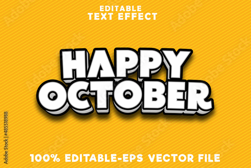 Editable text effect happy October with simple comic style