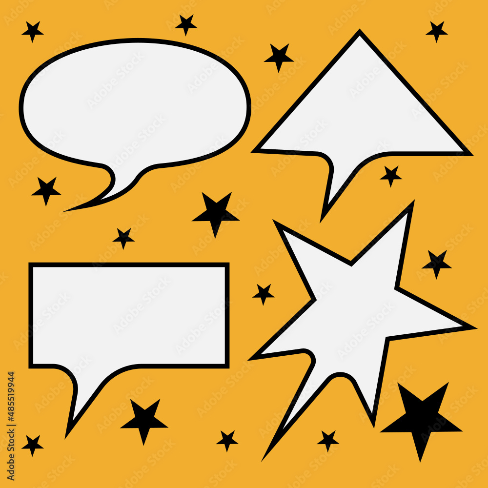 Conversational clouds or speech bubble in the shape of a star, triangle, rectangle and oval in retro style. Conversational clouds or speech bubble in the shape of a star, triangle, rectangle and oval in retro style.
