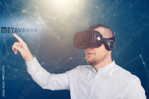 Metaverse Technology concept. Virtual augmented reality on social network.
