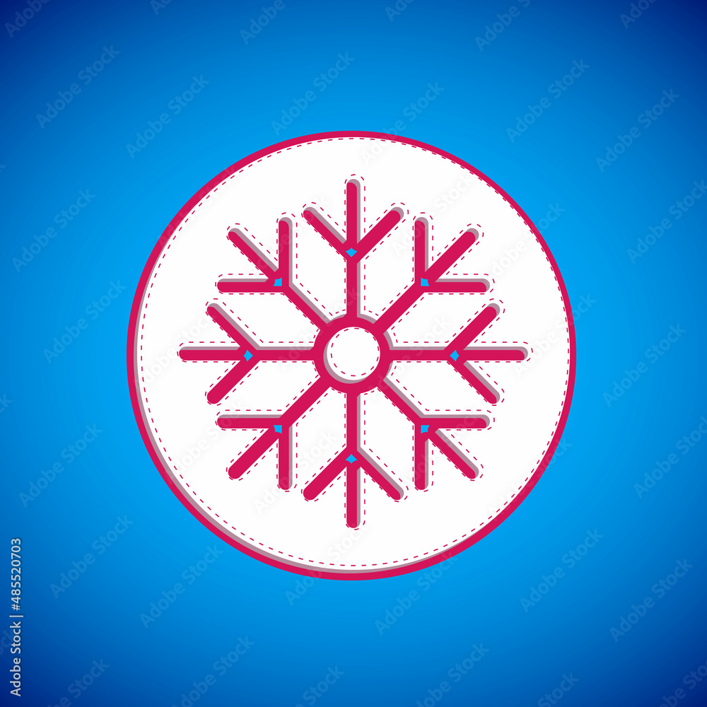 White Snowflake icon isolated on blue background. Merry Christmas and Happy New Year. Vector White Snowflake icon isolated on blue background. Merry Christmas and Happy New Year. Vector