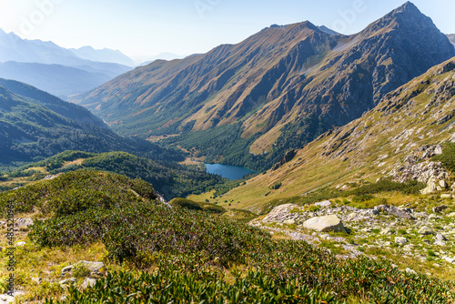 Caucasus Mountains range on sunny day, Sochi, Russia