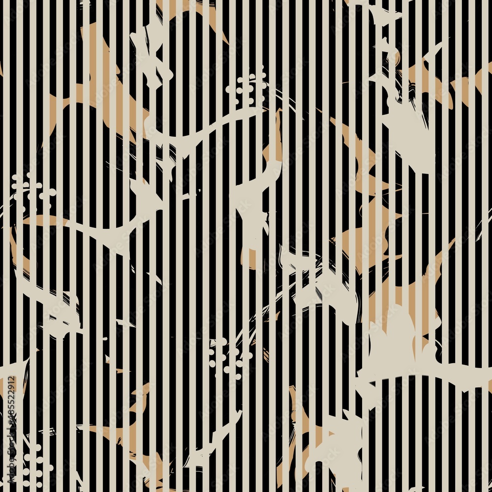 Floral Seamless Pattern with striped textures Floral Seamless Pattern with striped textures