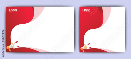 Set of Megaphone announcement banner design blank no text. Flyer marketing banner template for business. Vector EPS 10