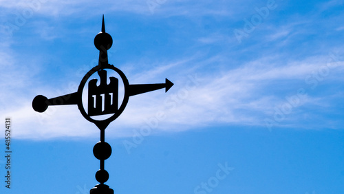 Crane hook on blue sky