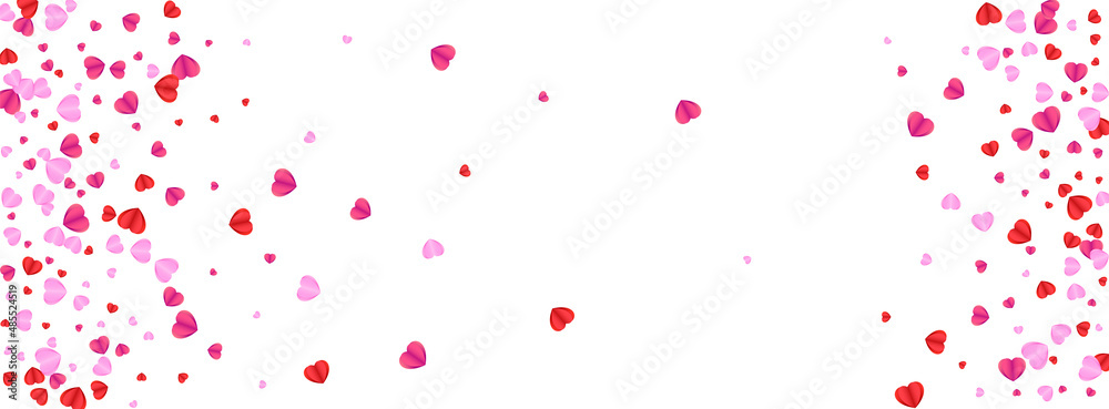 Tender Heart Background White Vector. Blank Pattern Confetti. Fond Party Backdrop. Violet Heart Valentine Texture. Pink Honeymoon Frame.