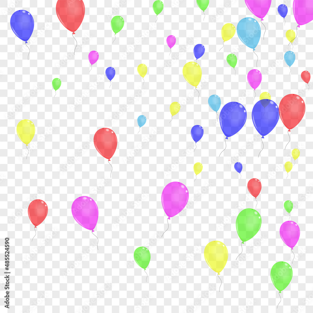 Colorful Baloon Background Transparent Vector. Toy Light Border. Green Event. Multicolor Balloon. Helium Flying Template.