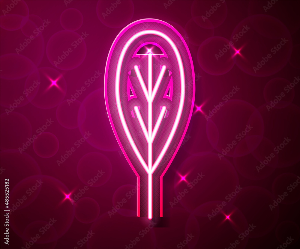 Glowing neon line Leaf icon isolated on red background. Leaves sign. Fresh natural product symbol. Vector Glowing neon line Leaf icon isolated on red background. Leaves sign. Fresh natural product symbol. Vector