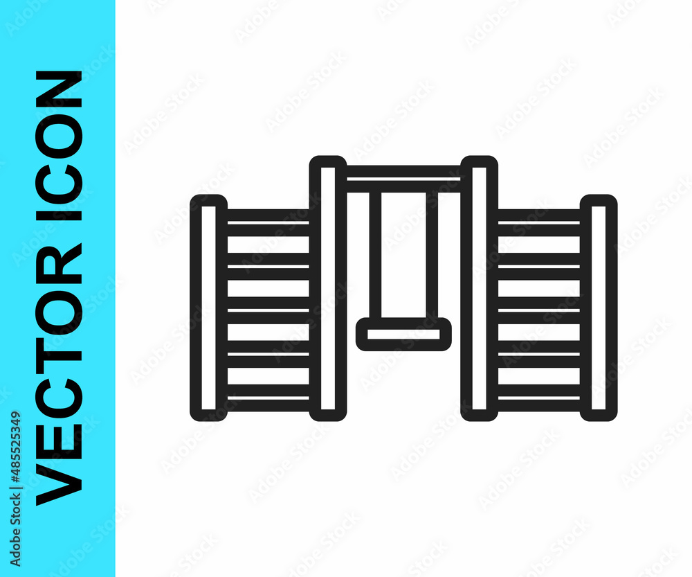 Black line Wooden Swedish wall icon isolated on white background. Swedish stairs. Vector Black line Wooden Swedish wall icon isolated on white background. Swedish stairs. Vector