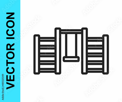 Black line Wooden Swedish wall icon isolated on white background. Swedish stairs. Vector