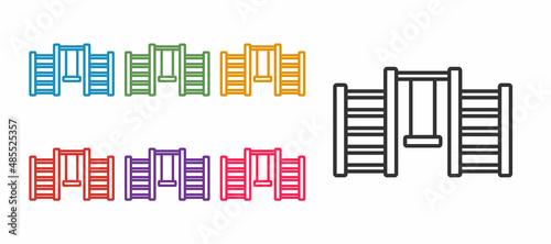 Set line Wooden Swedish wall icon isolated on white background. Swedish stairs. Set icons colorful. Vector
