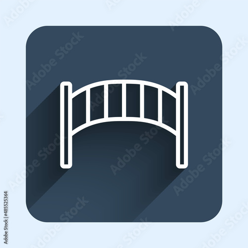 White line Playground kids bridge icon isolated with long shadow background. Blue square button. Vector
