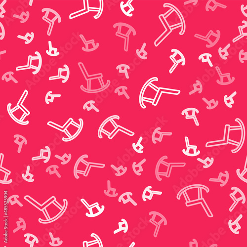 White line Armchair icon isolated seamless pattern on red background. Vector