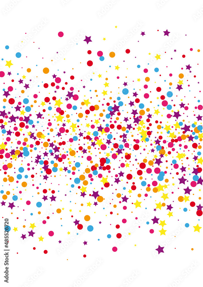 Pink Rainbow Dot Decoration. Element Star Illustration. Red Circle Pattern Background. Isolated Confetti Decoration.