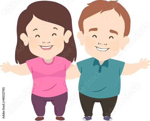 Couple Man Woman Dwarfism Happy Illustration