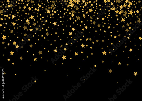 Gold Shiny Glitter Illustration. Metal Confetti Texture. Yellow Spark Light Background. Luxury Star Pattern. Golden Fantasy Design