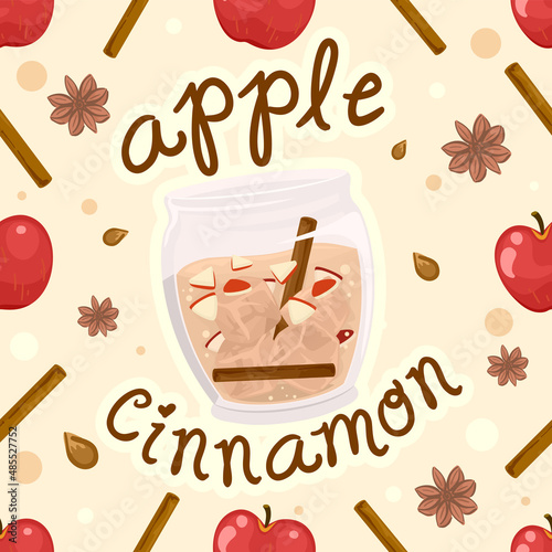 Apple Cinnamon Seamless Background Illustration