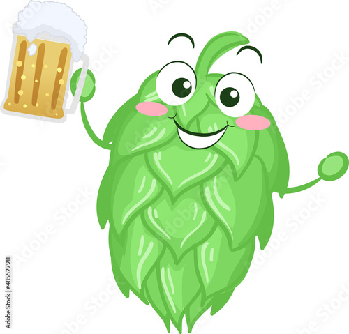 Mascot Beer Mug Hops Illust...