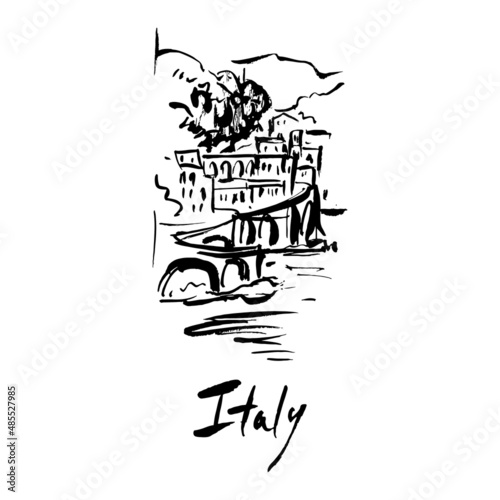 View of the Italian town with a beautiful coast.
