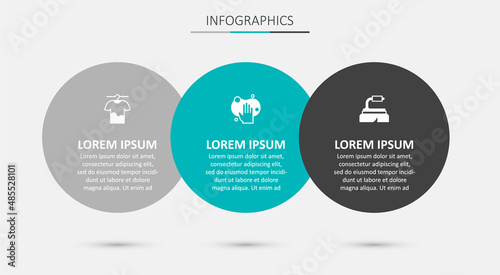 Set Sponge, Drying clothes and Brush for cleaning. Business infographic template. Vector