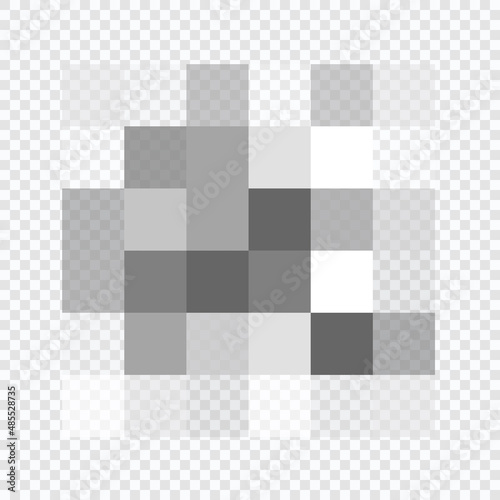 Censor blur effect texture isolated on transparent background. Blurry pixel color censorship element. Vector nude skin censor pattern.