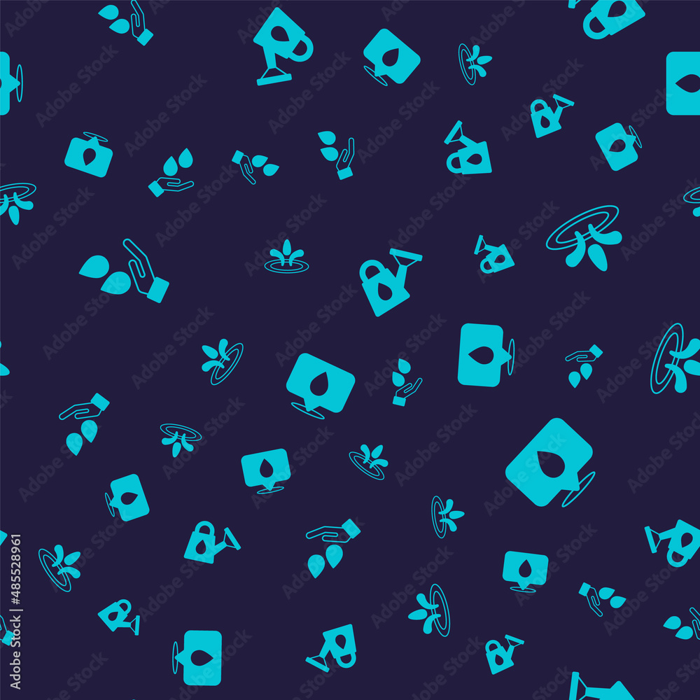 Set Washing hands with soap, Water drop, Watering can and location on seamless pattern. Vector Set Washing hands with soap, Water drop, Watering can and location on seamless pattern. Vector