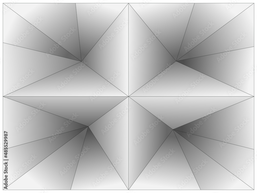Grafika wektorowa przedstawiająca obiekt powstały w wyniku przekształceń trójkątów. Poprzez zastosowanie gradientów uzyskano efekt 3D. - obrazy, fototapety, plakaty 