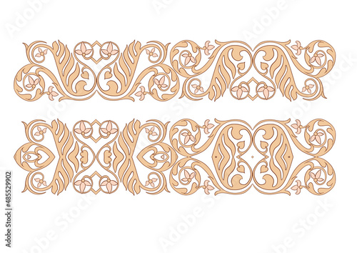 Interlacing abstract ornament in the medieval, romanesque style. Element for design. Vector illustration. Isolated on white background.