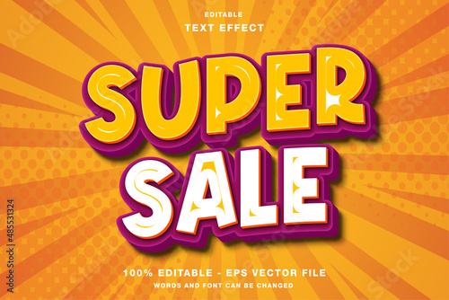 Super Sale Comic Style 3D Editable Text Effect