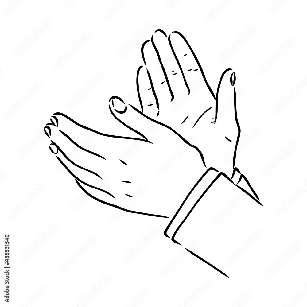 Applause clapping hands engraving vector illustration. Scratch board style imitation. Hand drawn image.