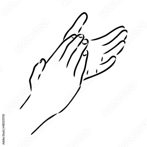 Applause clapping hands engraving vector illustration. Scratch board style imitation. Hand drawn image.