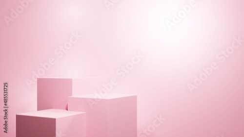3d rendering of pink podium abstract geometric minimal background. Scene for advertising, cosmetic, showcase, technology, banner, cream, fashion, valentine, romantic. Illustration. Product display